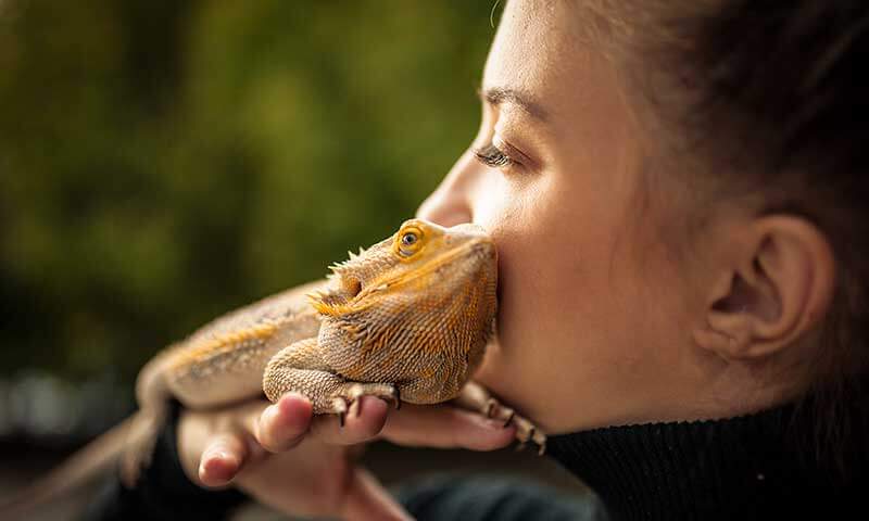 A woman with a reptile